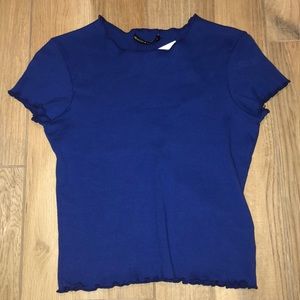 Brandy Melville Royal Blue Ruffle Crop Top